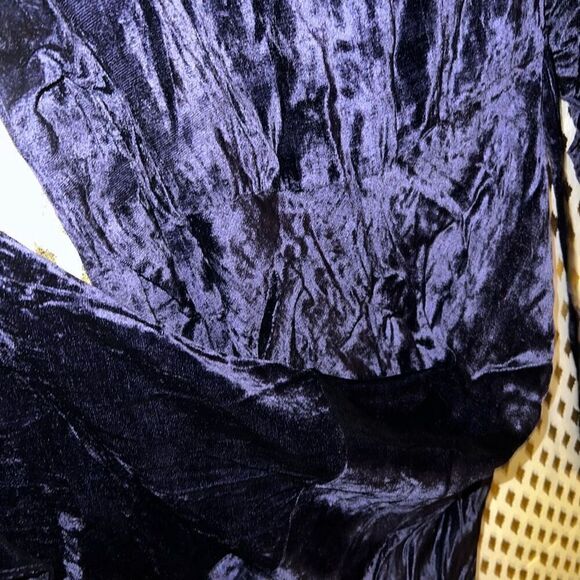 Lola P. Midnight indigo velvet vintage gown flared bottom formal dress prom wedd - Picture 5 of 6